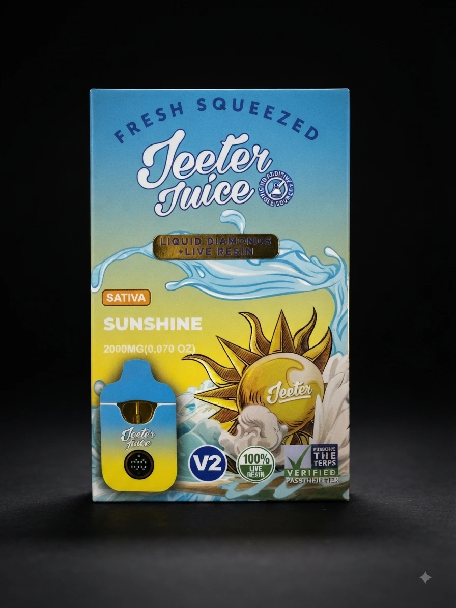 Jeeter Juice Disposable Vape on a black background.