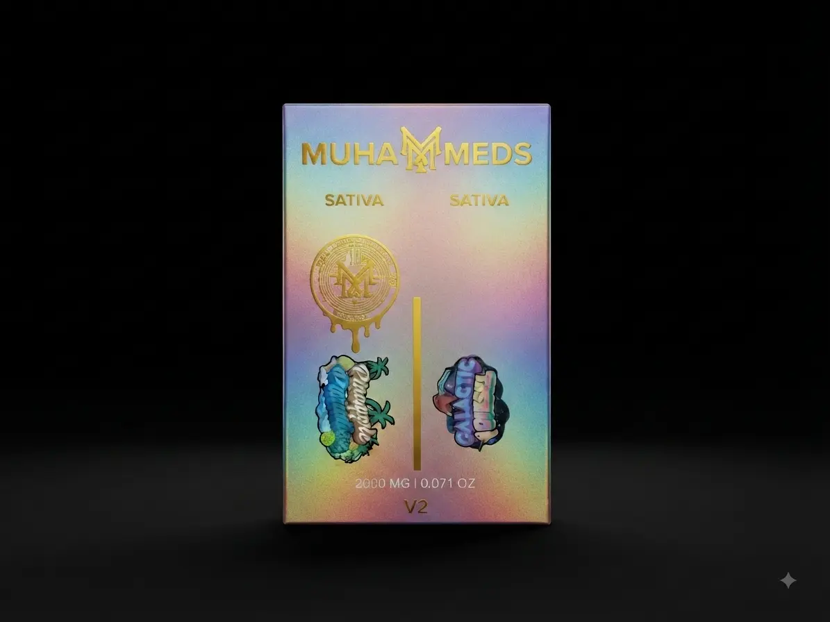 Muha Meds Disposable Vape on a black background.