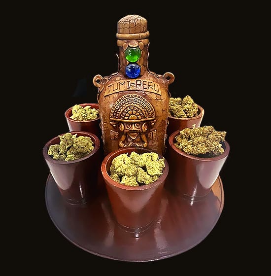 THE ANCIENT TUMI FLIGHT & DECANTER SET